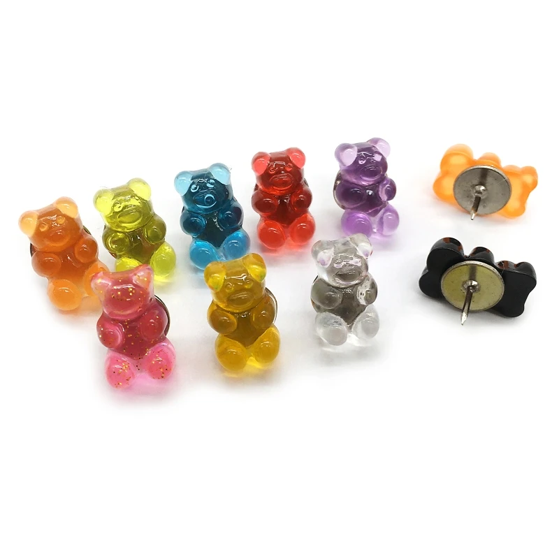 

30Pcs Cartoon Bear Pushpins with Box Small Thumb Tacks for Kindergarten DIY Photo Wall Office Bulletin Boards Cork Board