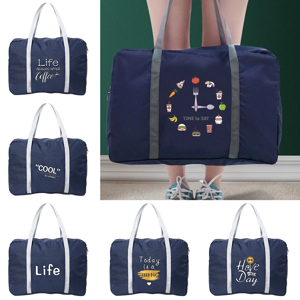 

Women Foldable Large Capacity Women Gym Bag Shoulder Bag Food Print Training Travel Handle Handbag Yoga Sport Crossbody Tote Bag