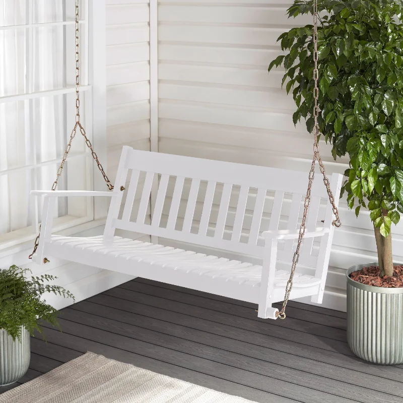 

Better Homes & Gardens Delahey Outdoor White Porch Swing garden furniture swing chair outdoor