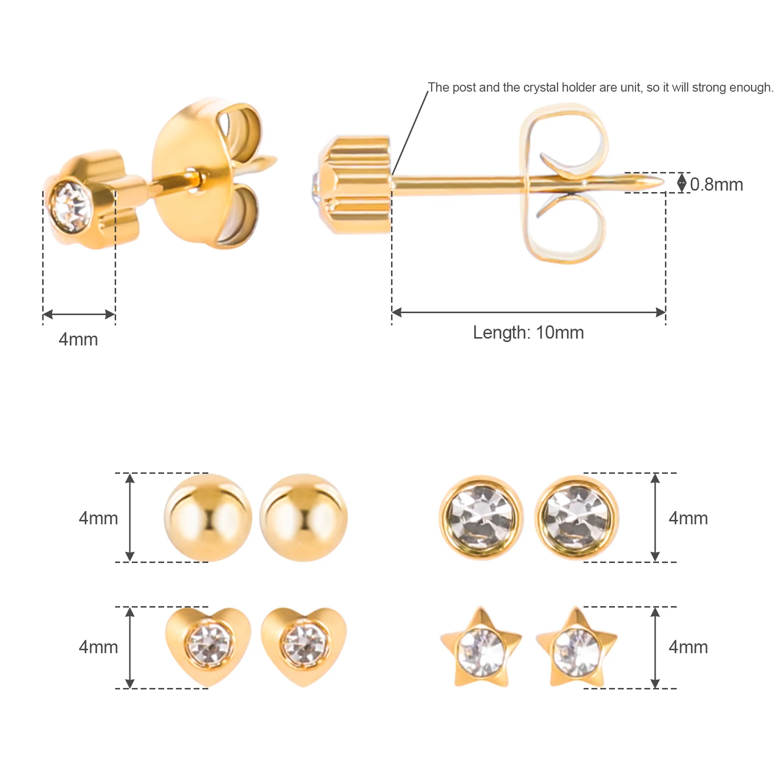 G23 Титановые серьги-гвоздики для чувствительных ушей набор серег-гвоздиков с
