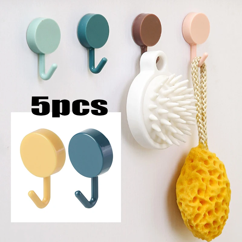 

5Pcs Kitchen Wall Hook Self Adhesive Storage Gadgets Key Holder Coat Towel Hanger Hooks Bathroom Home Organizers Accessories