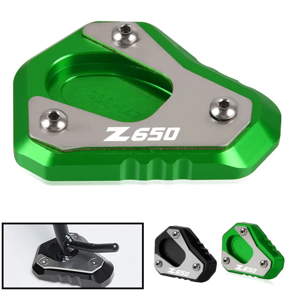 

Motorcycle Accessories CNC Side Kickstand Stand Enlarge Support Plate Pad For KAWASAKI Z650 Z 650 2017 2018 2019 2020 2021 2022