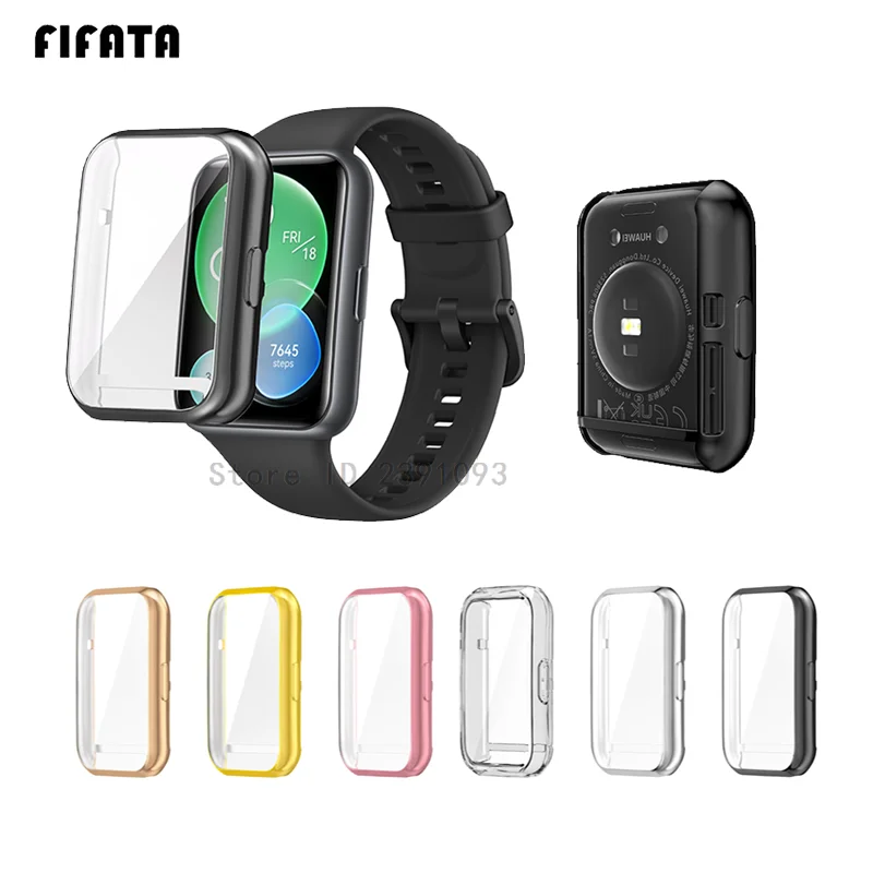 

Чехол с покрытием для умных часов Huawei Watch fit 2, защитный чехол из ТПУ, бампер, круглая защитная рамка, чехол для Huawei fit2 active