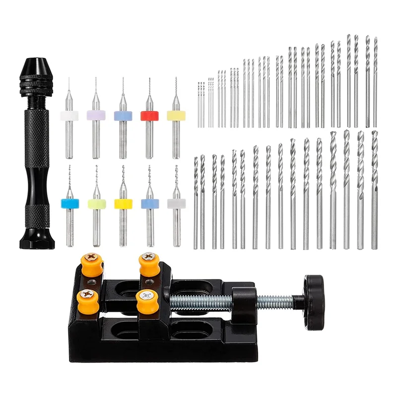 

60Pc Hand Drill Tool Set,10Pc PCB Drill Bits, 48Pc 0.5-3.0mm Twist Drill Bits,for Wood Plastic Craft Carving