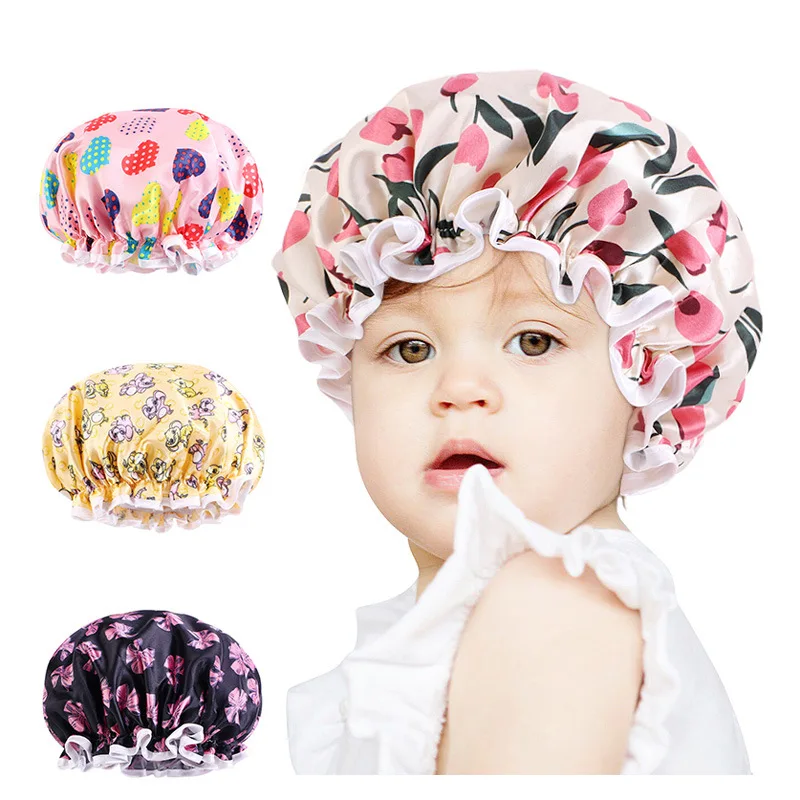 

Baby Silky Satin Bonnet Sleep Cap Children Girl Night Turban Children Solid Headwear Cute Headwrap Hat Fashion Hair Wear