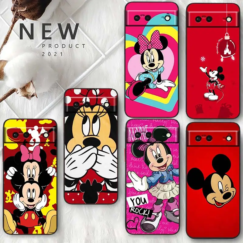 

Red Mickey Minnie mouse For Google Pixel 7 6 Pro 6A 5A 5 4 4A XL 5G Shell Soft Silicone Fundas Coque Capa Black Phone Case