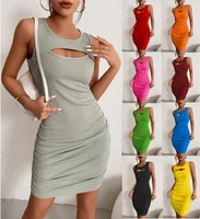 2022 summer new womens vest sexy topless pleated slim sleeveless dress woman clothing