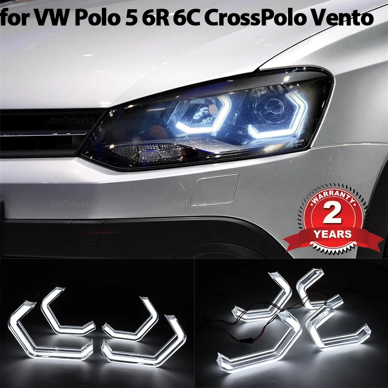 

Ultra bright DTM M4 Style led Angel Eyes halo rings Day Light For Volkswagen VW Polo 5 6R 6C CrossPolo Vento Car Accessories