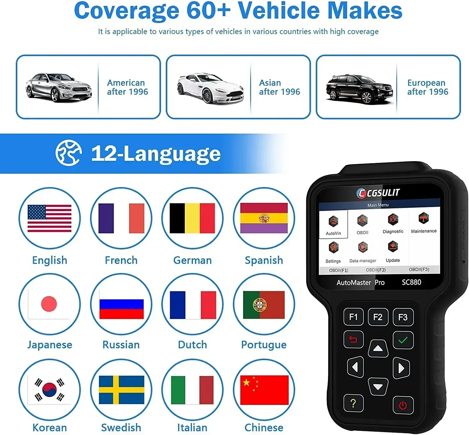 SC880 Автоматический диагностический сканер для грузовиков 12 В 24 Autel Автомобильный