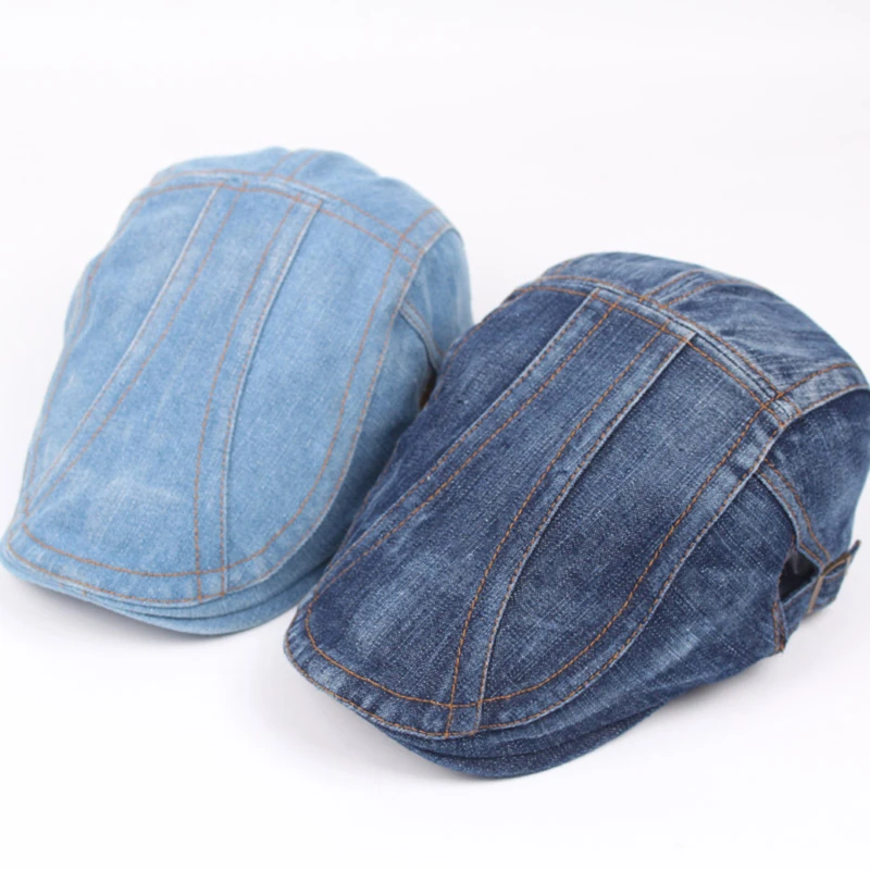 

Мужские потертые джинсовые шапки, весна-осень 2023, новый берет для мальчиков, кепки, ретро ирландская Пряжка, шапка-Кабельщик, козырек утконоса, плоская кепка для женщин
