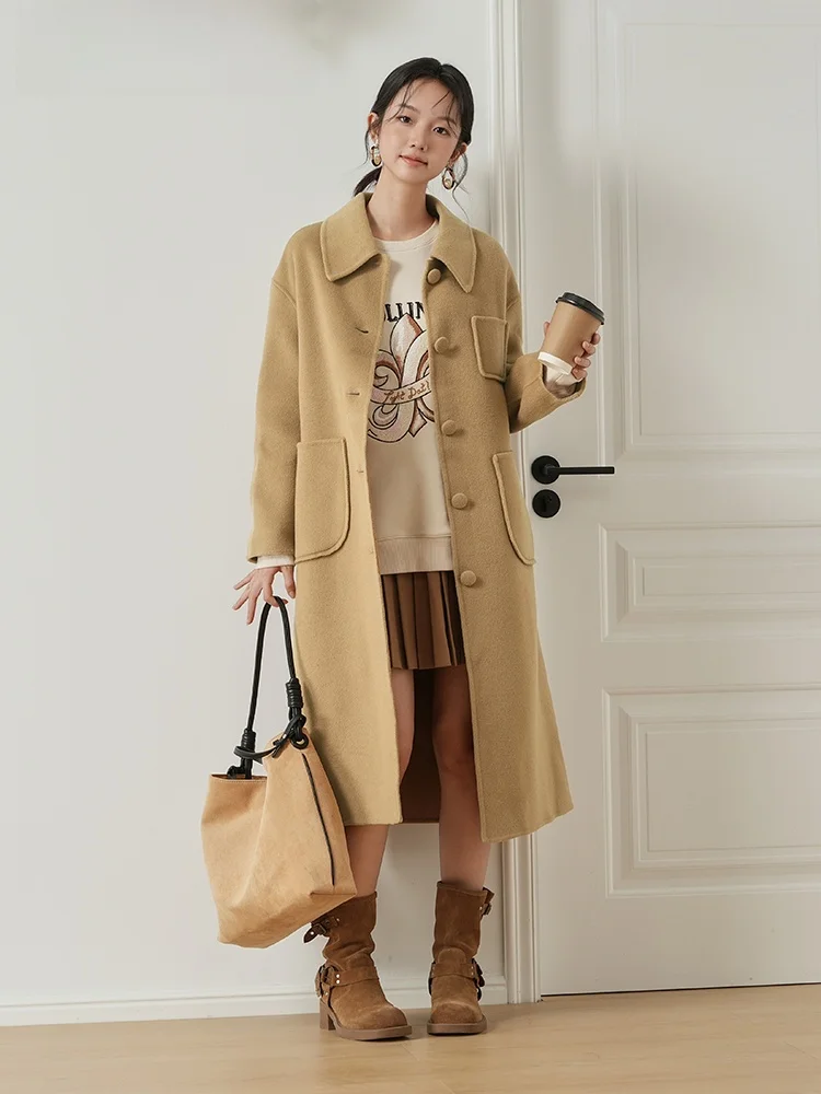 Jessilai зимнее двустороннее шерстяное пальто из чистой шерсти женское новое