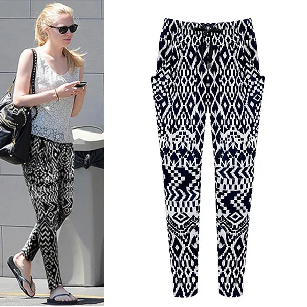 

Elastic Waist Silky Thin Harem Pants for Woman 2021 Summer Designer Celebrity Female Trousers Harajuku Kpop Korean Style