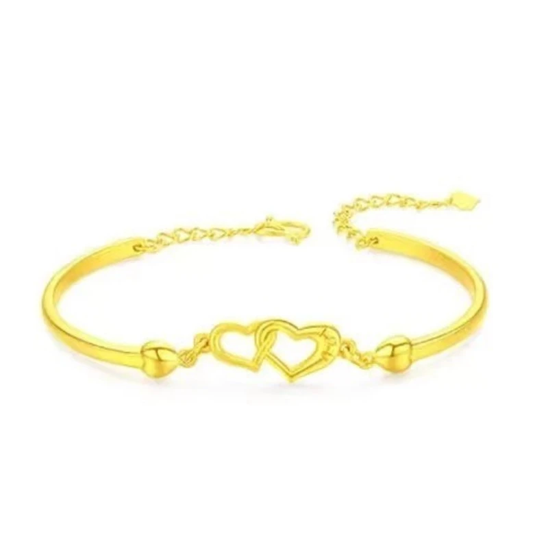 Вьетнамский жесткий золотой браслет в иностранном стиле женский форме сердца