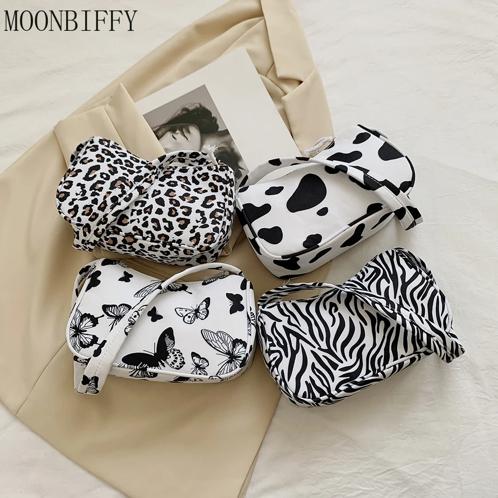 

Animal Pattern Print Shoulder Underarm Bag Vintage PU Leather Ladies Small Purse Handbags Casual All-match Women Square Bags