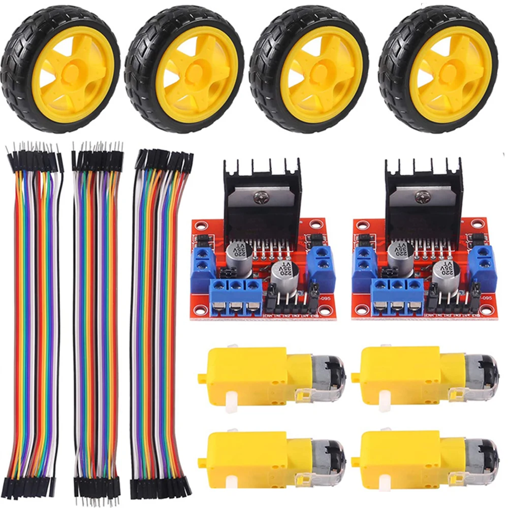 

L298N Motor Controller kit Board Stepper Motor Control Module Dual H-Bridge with 4 Sets DC Motor Smart Car Wheel for Arduino