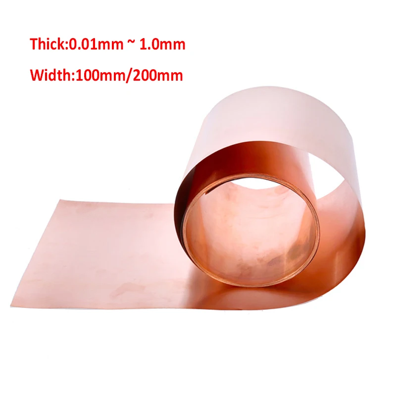 

1Meter Copper Sheets Metal Flat Disc Foil Plate Width 100/200mm Thick 0.01/0.02/0.03/0.04/0.05-1mm