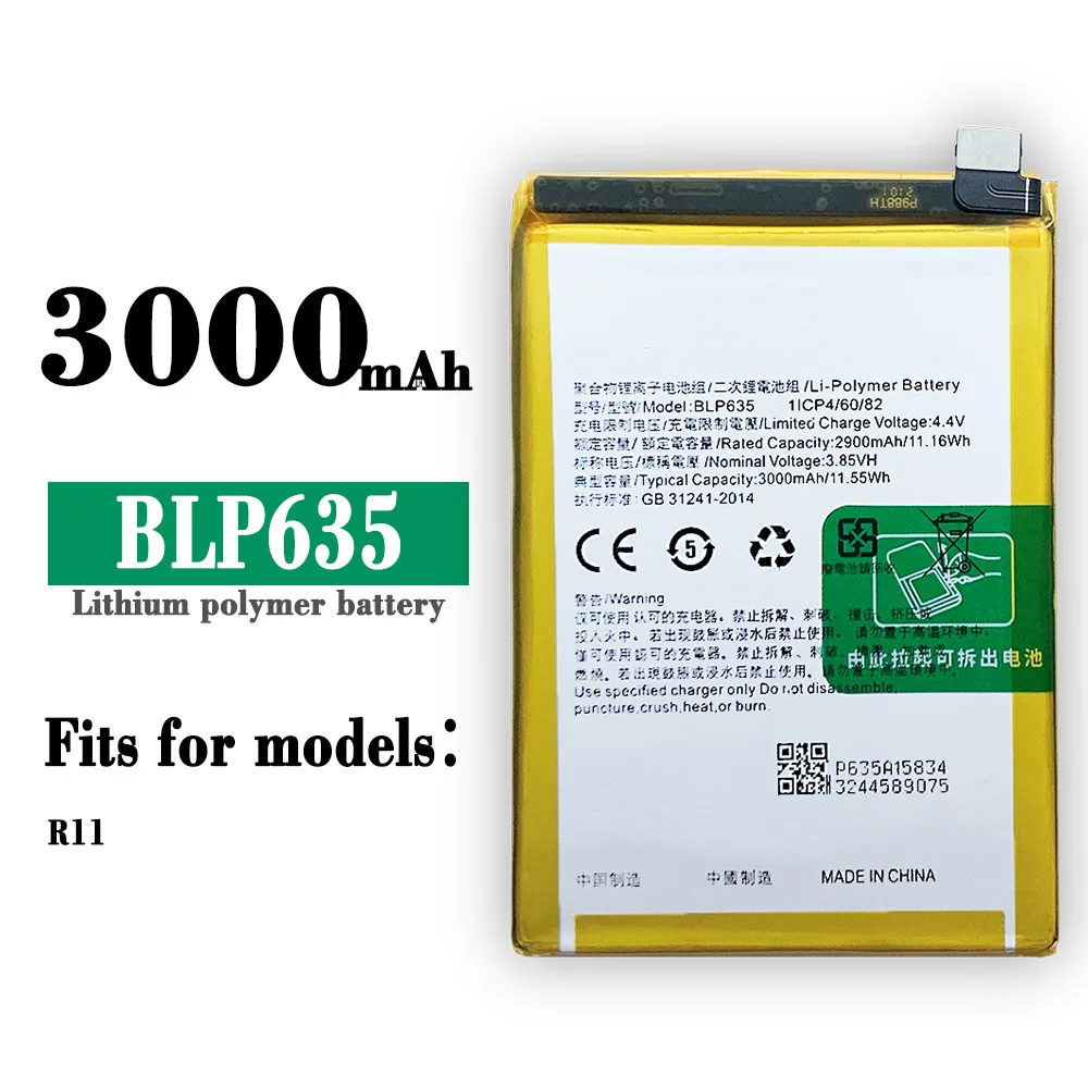 

100% Orginal High Quality Replacement Battery For OPPO BLP635 R11 R11T S M New Built-in Large Capacity Lithium Batteries