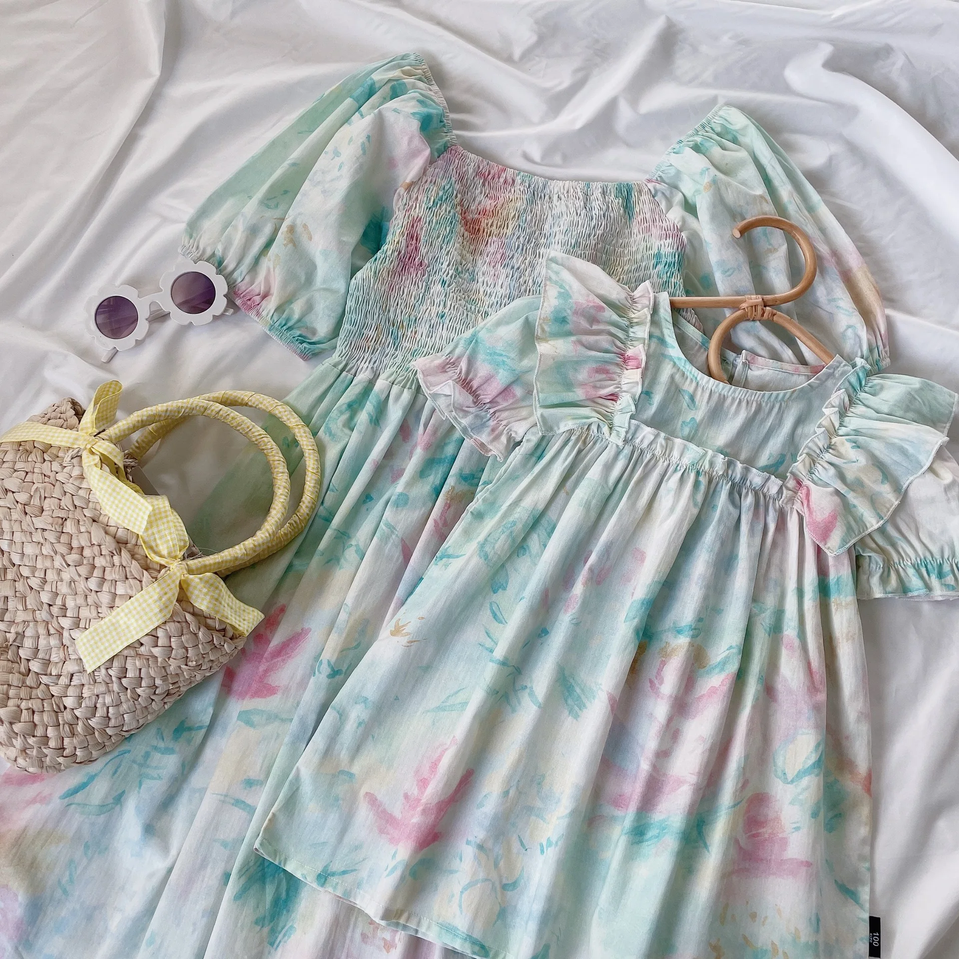 

RiniKinda Mother Daughter Matching Clothes Summer Print Mom Daughter Dresses Family Matching Outfits Mommy And Me Clothes