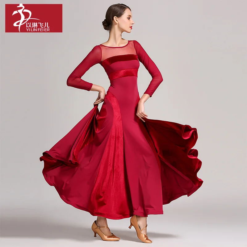 

1pcs/lot Velvet Standard Women Waltz Ballroom Dance Dress Modern ballroom dancing Costumes