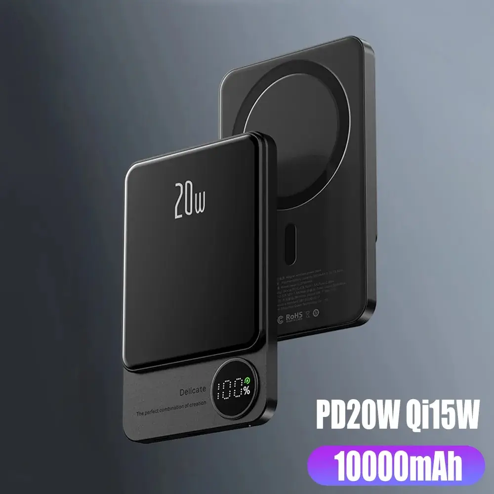 

10000mAh Macsafe Powerbank Power Bank Wireless Charger Mini Slim External Auxiliary Spare Battery For iphone 12 13 14