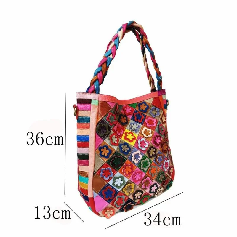 GAGACIA винтажная многоцветная сумка через плечо из воловьей кожи с цветочным