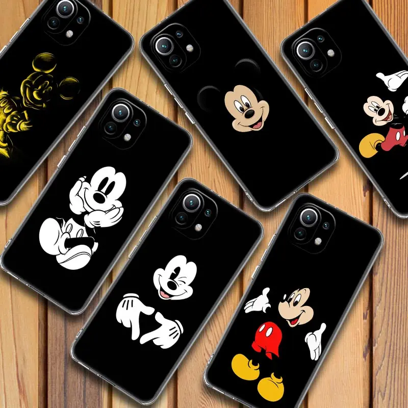 

Cute Mickey Minnie Mouse Black Art Clear Case For Poco M4 Pro M3 X3 X4 F3 Back Cover Xiaomi 11 Lite 11T 11X 10T 12 Pro 9T Coque