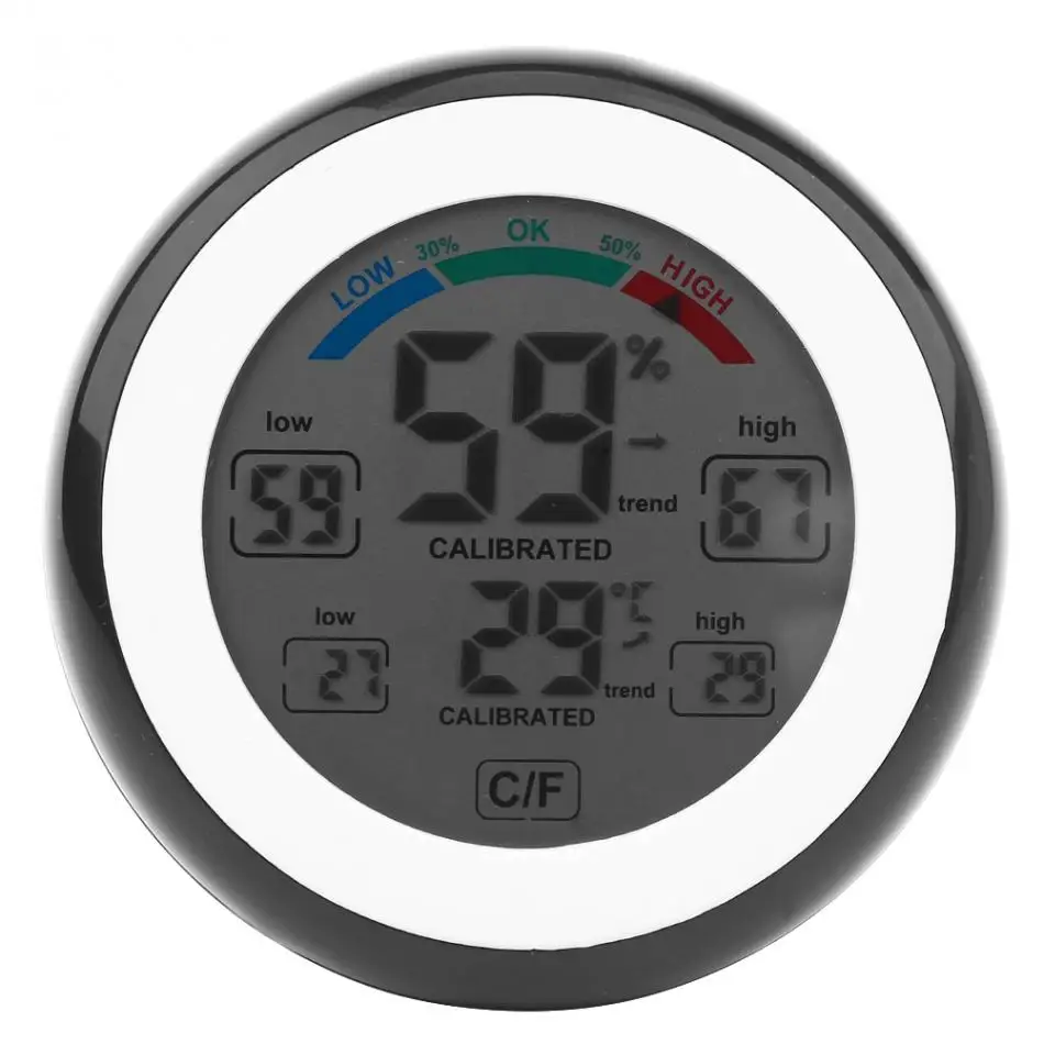 digital lcd display indoor thermometer hygrometer round wireless electronic temperature humidity meter weather station tester free global shipping