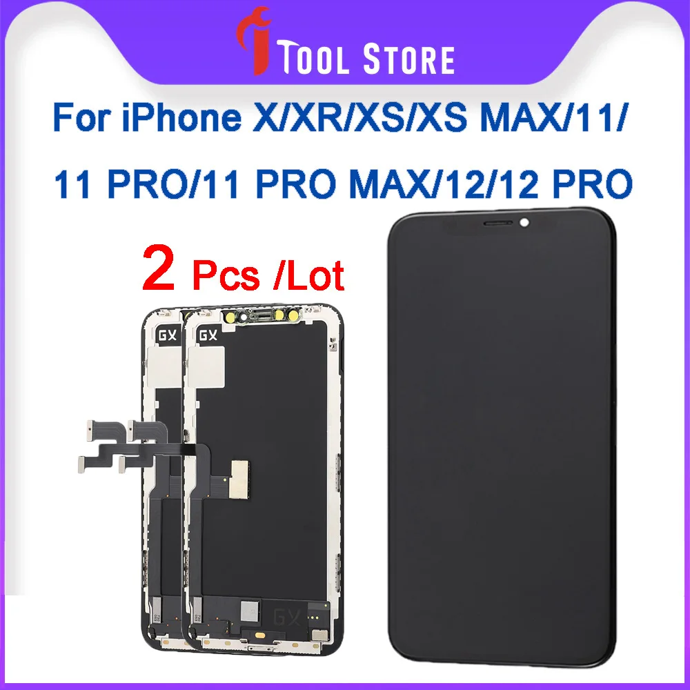 

2 PCS A Lot GX OLED Pantalla LCD Display For iPhone X XS XR XS Max 11 11 Pro 11 Pro Max 12 Pro Touch Screen Replacement Assembly