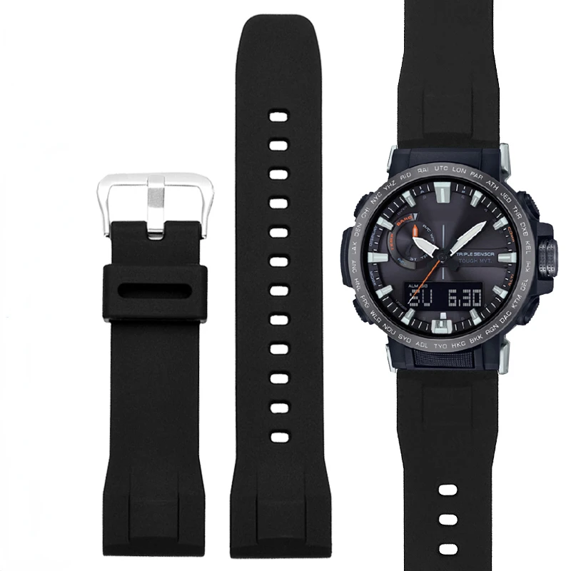 

Silicone Watch Strap for Casio PRW-60y Tprotrek 5578 5480 Prw-70/30 Waterproof Sweatproof Male Rubber Watchband Accessories 23mm