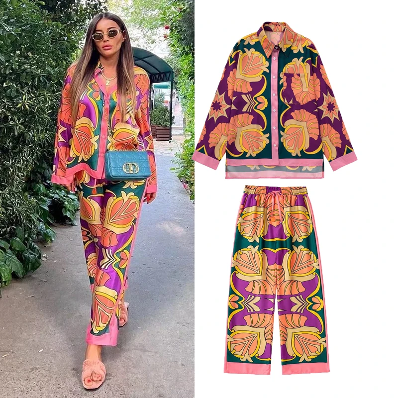 New Fashion Print Elegant Women's Suit 2022 New Elastic Waist Straight 2 Piece set Suit Casual Chic Youth Vacation Fashion Suit