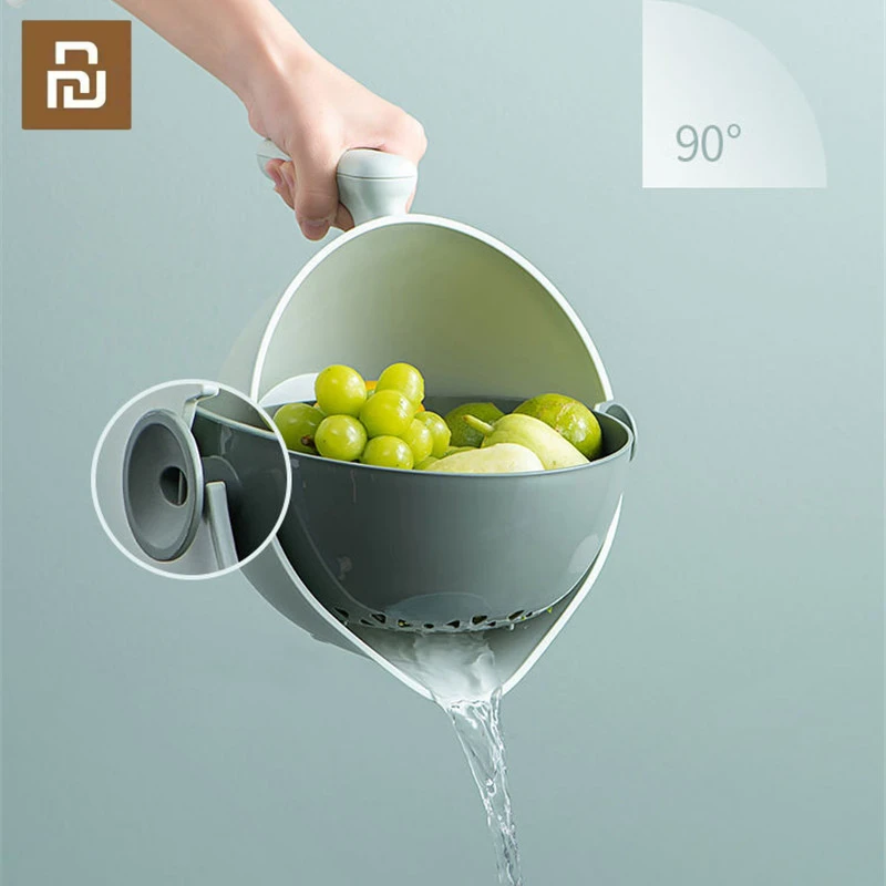 

Youpin kitchen Double Layer Fruit Drain Basket Vegetable Washing Storage Drain Basket Bowl Fruit Vegetable Cleaning Storage Tool