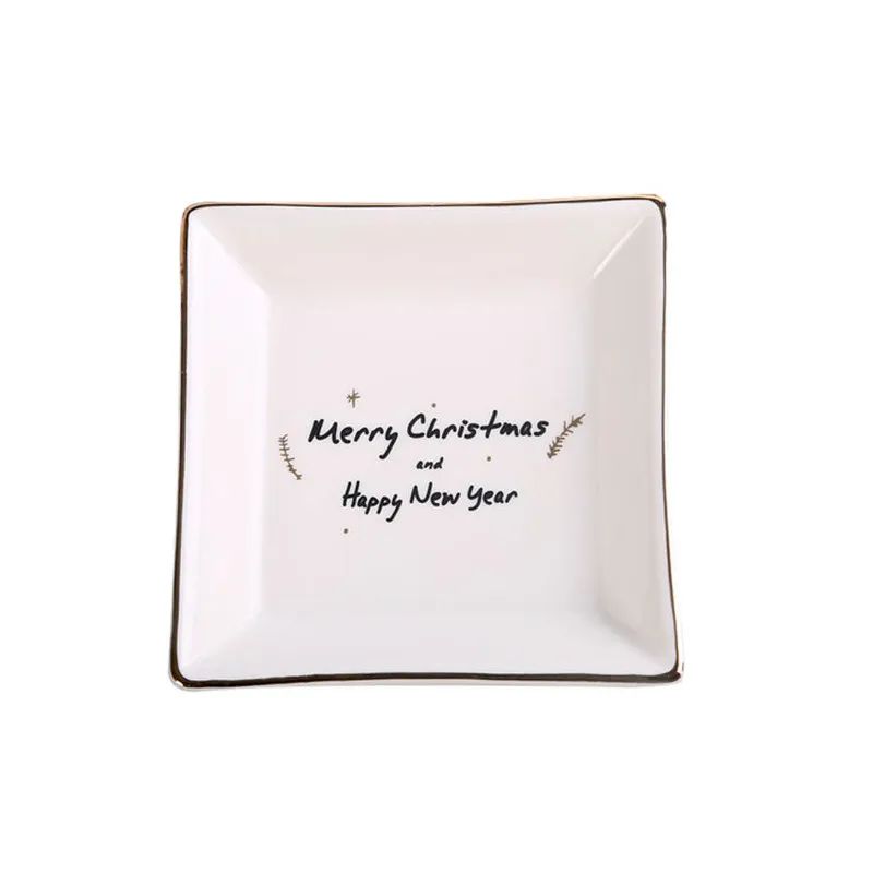 

Ceramic Trinket Dish Jewelry Dish Plates - Merry Christmas and Happy New Year Holiday Decor (Merry Christmas and Happy New Year)