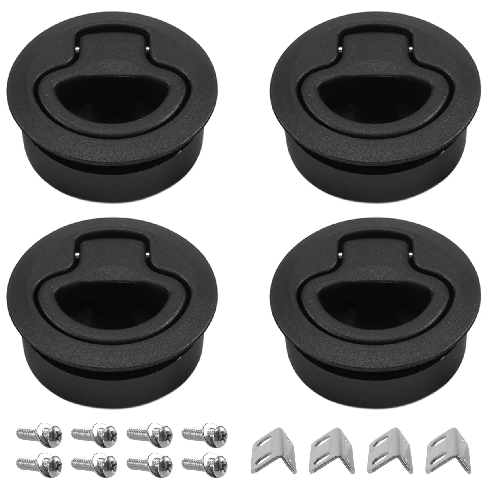 

4Pcs Round Black Flush Pull Slam Latch for RV Boat Marine Deck Hatch Door Replacement