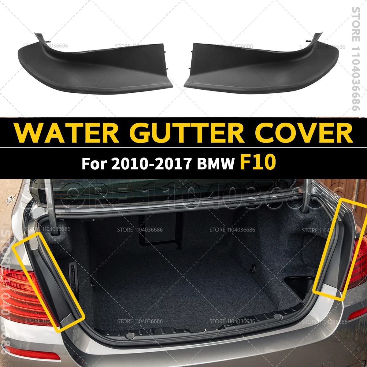 Фото Для 2010-2017 F10 BMW 528i 535d 535i 550i Hybrid 5 M5 задняя направляющая багажника, крышка водосточной желоба 51497453355 51497453356 №1