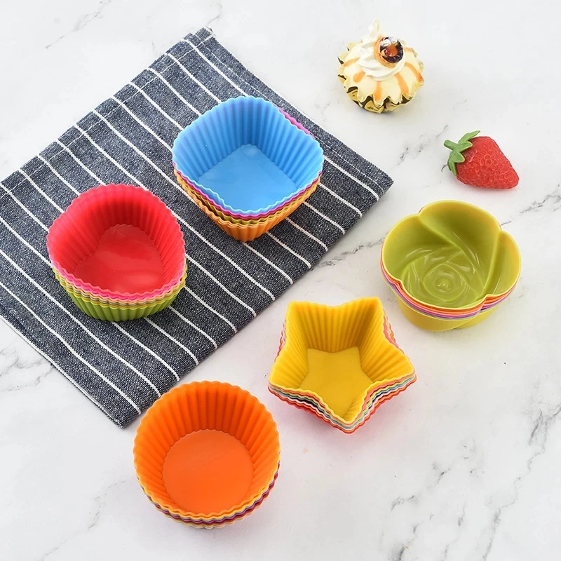 

5Pcs Silicone Cake Mold Multiple Shapes Muffin Cupcake Baking Chocolates Cookie Moulds Nonstick Reusable Kitchen Bakeware Tools