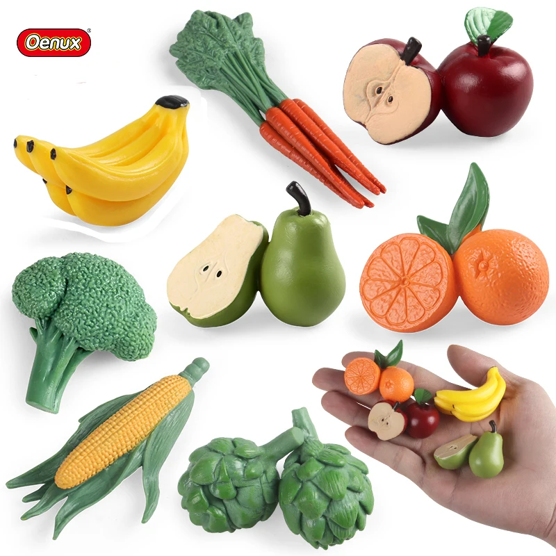 

Oenux Pretend Play Toy Cute Mushroom Fruits Vegetables Model Foods Jouet Cake Toppers Family Fun Early Education For Kids Gift