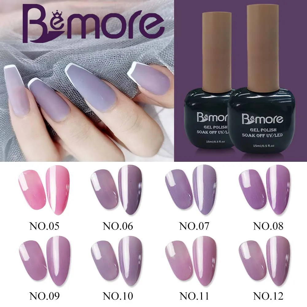 

12colors/set Purple UV Semi Permanent Ice Purple Serise Nail Art All For Manicure LED Gel Base Top Coat Gel Varnish Polish