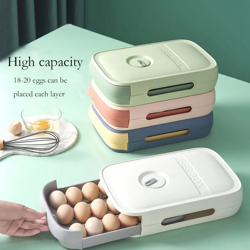 

Egg Storage Box Kitchen Drawer Type Egg Storage Refrigerator Storage Box Fresh Keeping Box Dumpling Box Household Eggs Holder