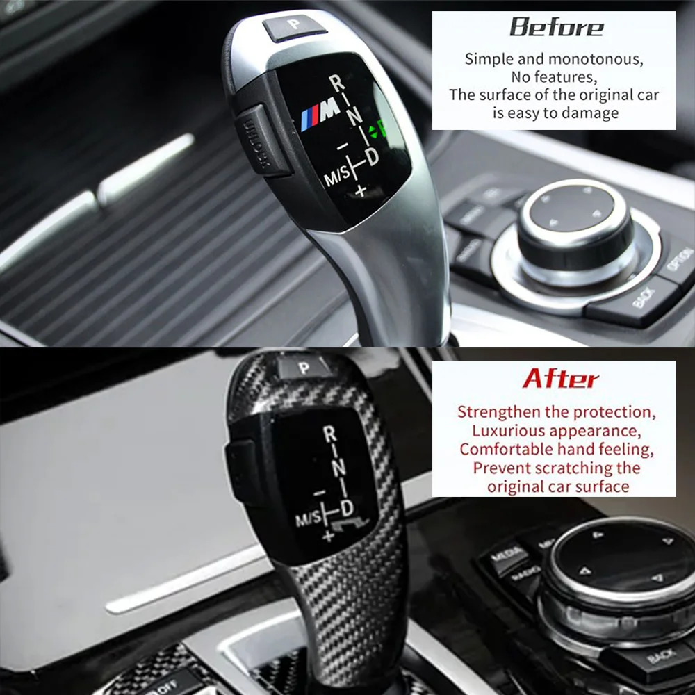 LHD do BMW F20 F80 F82 F83 F10 F85 F86 F12 F16 F30 1 2 3 4 Series GT Naklejka Panel Wykończenie Prawdziwa węglowa osłona dźwigni zmiany biegów