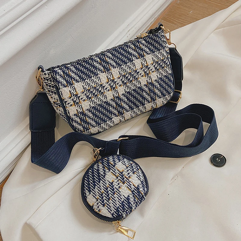 

Женские винтажные клетчатые сумки на плечо с принтом, с круглым мини-кошельком и подвеской, женские сумки, повседневные маленькие сумки чер...