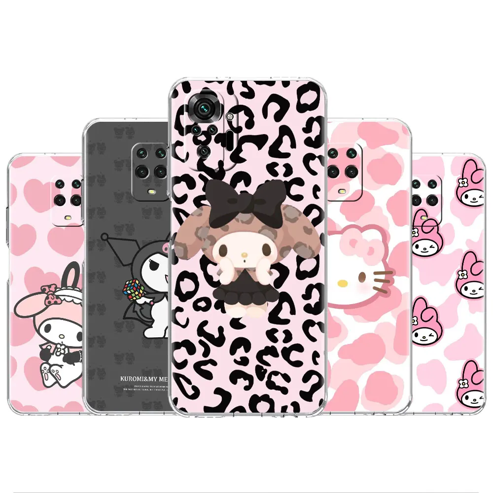 

Silicone Case for Xiaomi Redmi Note 11 10 9 8 K40 Pro 9S 8T 9C 9A 10C 7 11S 11T Clear Phone Cover Leopard Print Melody Kitty