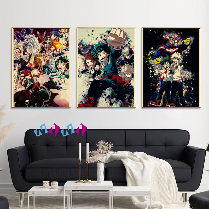 

Japanese Anime My Hero Academia Kraft Paper Retro Poster Classic Cartoon Picture Printing Boy's Room Home Wall Art Decoration