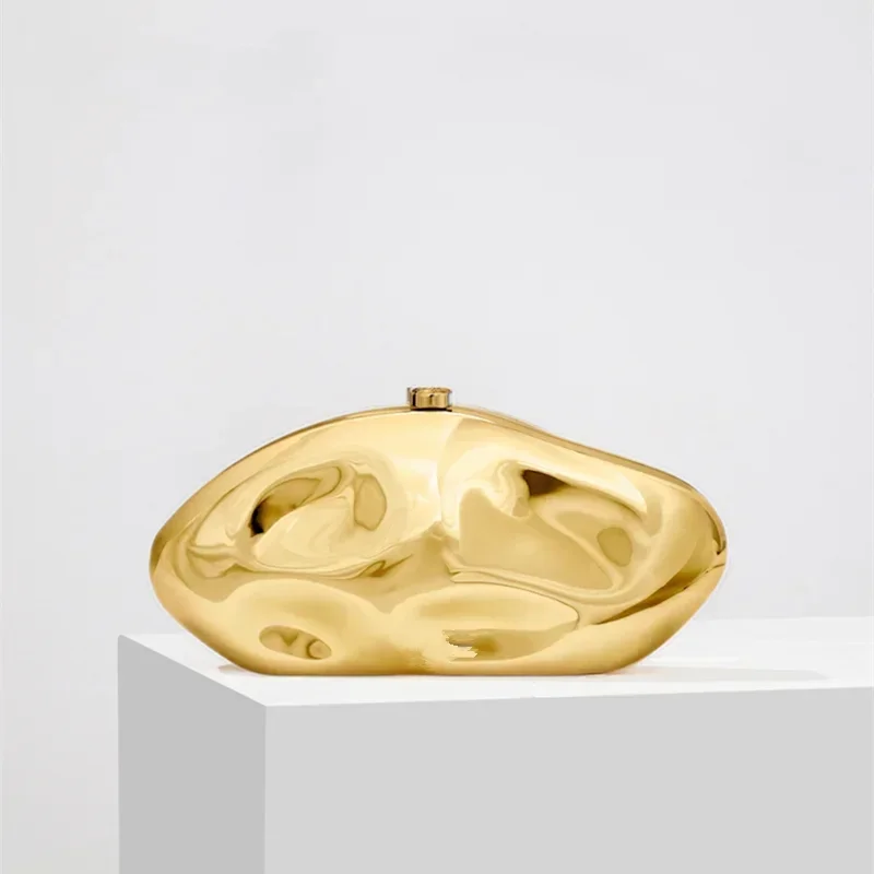 Модный акриловый клатч в форме яйца для женщин золотистый серебряный вечерняя