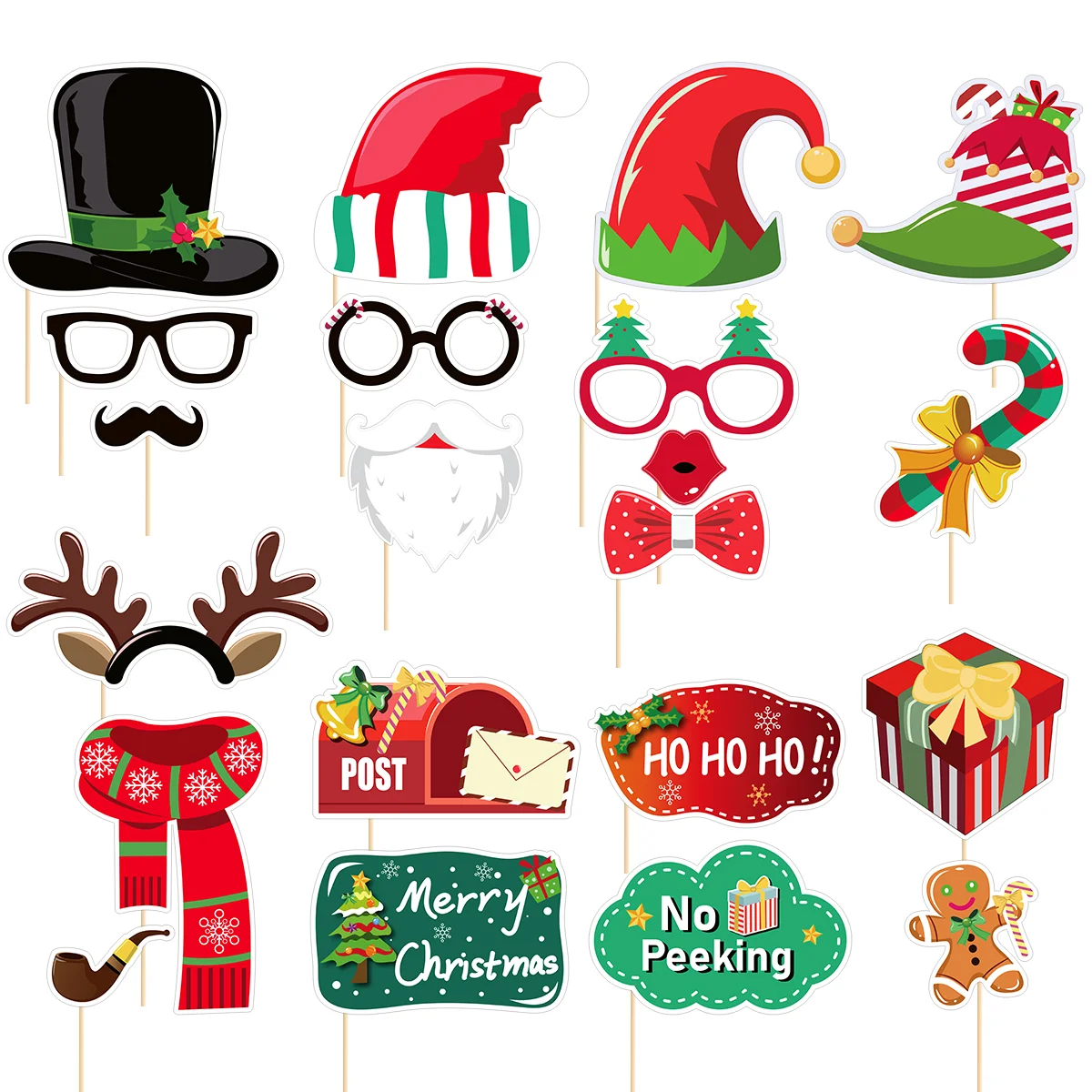 

21PCS Christmas Photo Backdrop Christmas Party Supplies Party Photo Booth Props Xmas Party Photo Props