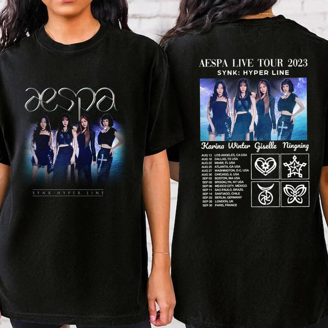 

Kpop 2023 AESPA LIVE TOUR 2023 Мужская/женская футболка в стиле Харадзюку с круглым вырезом и короткими рукавами Повседневная Уличная одежда унисекс хлопковый топ