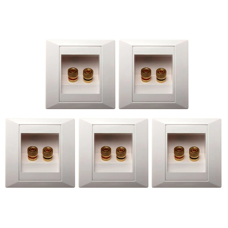 

5X Wall Socket Connection Port With 2 Jack Speaker White