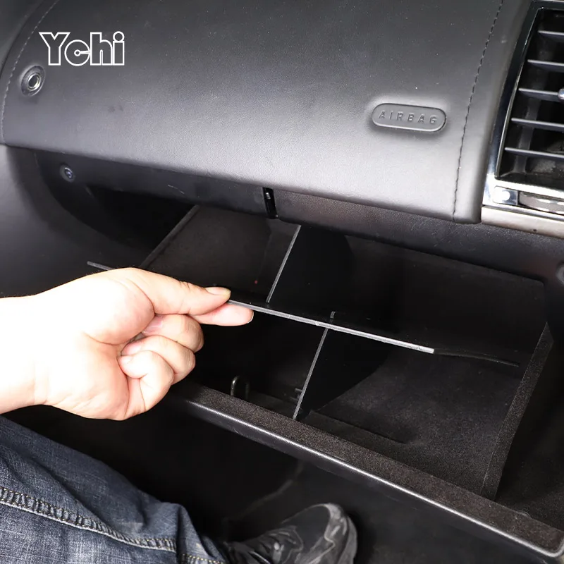 

For Jaguar F-TYPE 2013-2022 ABS Black Car Glove Box Dividers Insert Sheet Storage Accessories