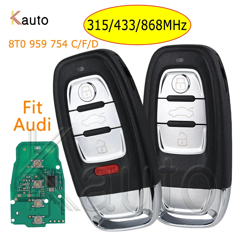 Автомобильный смарт-ключ подходит для Audi RS4 RS5 S4 S5 Q5 A4L A5 A6 A7 A8 2009+ 315/433/868 МГц FCC ID: 8T0 959