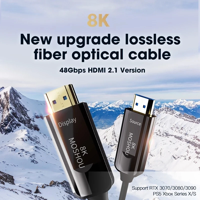 Оптический кабель MOSHOU HDMI 2 1 Для PS5 8K 60 Гц 4K 120 48Gbs с Аудио шнуром HDR без потерь