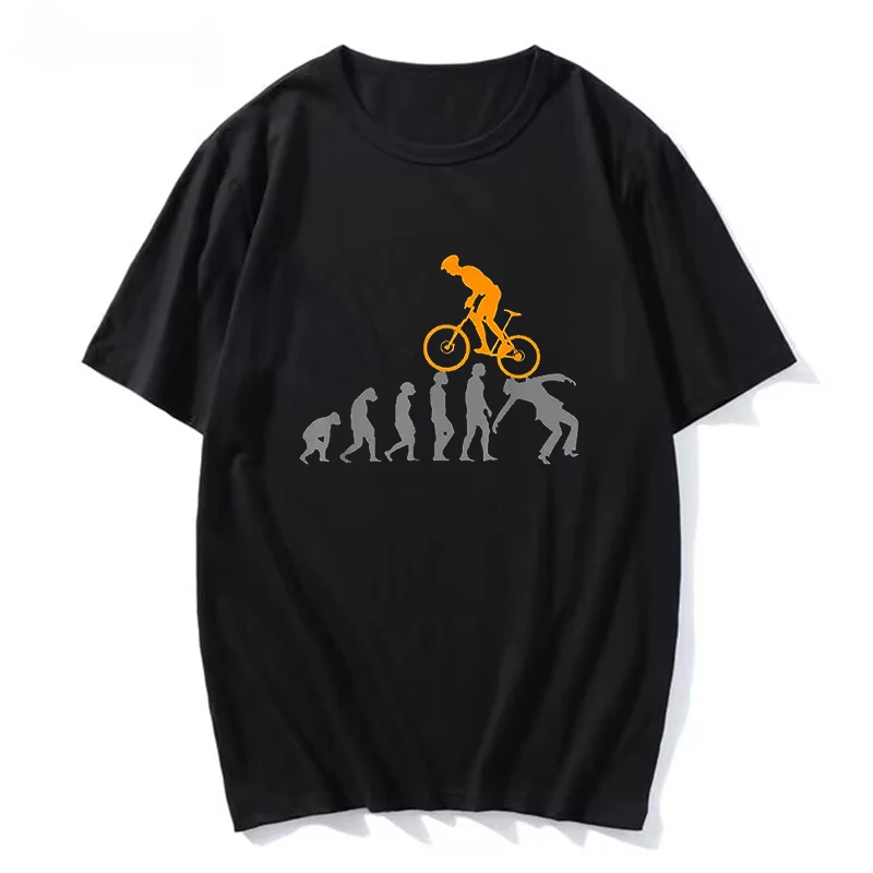 

T-shirt men's black top large cotton comfortable T-shirt bicycle loose summer fashion print casual